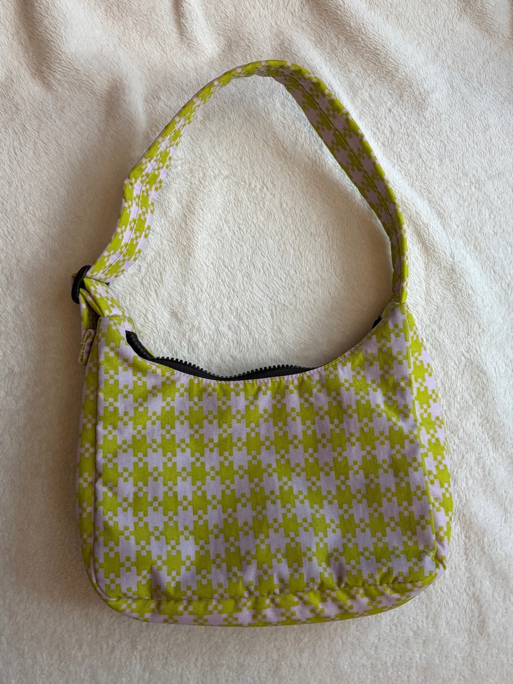 BAGGU Green & Lavender Houndstooth Shoulder Bag - Picture 2 of 6